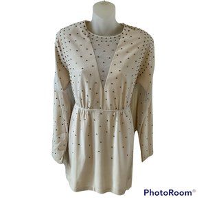 BCBGMAXAZRIA Womens Cream Lake Applique Rhinestone Mini Cocktail Dress Size S
